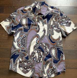 Mr Turk Abstract Paisley Button Up Shirt XL Cotton Purple S/S